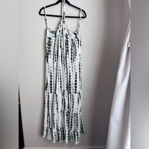 Tie-Dye Green and White Maxi Dress - Sleeveless Summer Style